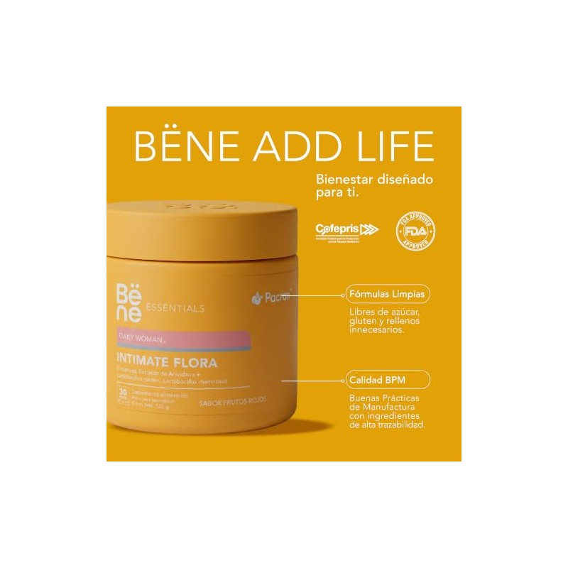 Probióticos Suplemento para Mujeres 135g - Intimate Flora Lactobacillus, D-Manosa,
