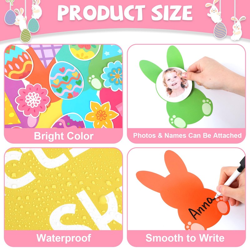 Qyeahkj 60Pcs Easter Bulletin Board Decoration Easter Egg Bunny Cutout