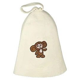 compar Sauna hat with embroidery cheburashka made of felt (felt cap, sauna hat) Cheburashka, Brown white