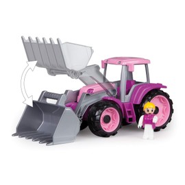 Lena 04452 TRUXX Front Tractor Pink with Front Shovel, Vehicle Approx. 34 cm, Tractor with Excavator Shovel and Fully Movable Toy Figure, Toy Vehicle for Girls from 2 Years in Pink, Purple