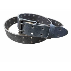 Handmade Sunset Leather Belt Co Gray Double Hole Belt Two Prong Leather Belt Handmade 1 3/4” Wide