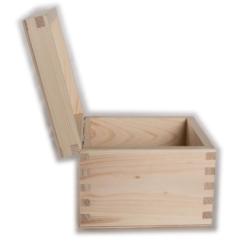 Small Square Cube Wooden Box with Lid | 13 x