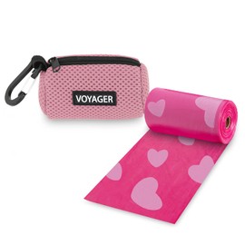 Best Pet Supplies Soporte para bolsa de caca de perro, color rosa, dispensador de malla reutilizable para viajes, caminar, parque y uso al aire libre, suave y duradero con clip – rosa