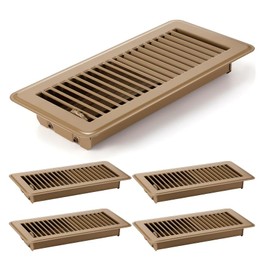 Floor Vents Floor Registers 4x10 Inch, Heavy Duty Metal Hot Air Vent Covers 4x10 Inch with Rust-Proof Finish for Home Heater Floor Vent Grilles and Vents(4, Brown, 4x10 Inches)