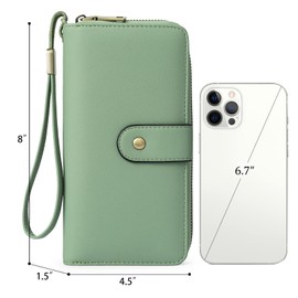 GAEKEAO Ladies Purse RFID Blocking Leather Large Capacit Women's Wallet with Multiple Card Slots and Zipper Pocket