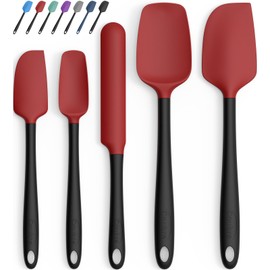 Coukre Juego de 5 espátulas de silicona, resistentes a altas temperaturas, silicona de grado alimenticio, aptas para lavavajillas, para hornear, cocin