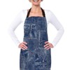 afidomu Kitchen Cooking Apron Denim Texture Patchwork Indigo Apron Home