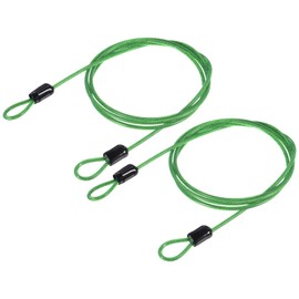 YOKIVE 2 Pcs Security Steel Cables, Coated Baggage Lock Wire Rope with Double Loop | Great for Luggage, Bicycles, Doors (Green, 2.5mmx1m)