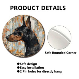 Lygond Metal Sign Tin Sign Doberman Pinscher Dog Rustic Sign for Modern and Sleek Interiors Gift for Club 8×8 Inches