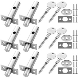 APACALI 6 Pairs Dead Bolts with Key, Stainless Steel Internal Door Lock, Door Security Rack Bolt, Mortice Door Bolts for Internal Doors Windows, Enhanced Protection for Doors Windows, Silver