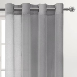 DWCN Grey Sheer Curtains Textured Semi Transparent Eyelet Top Decorative Voile Curtain for Living Bedroom, 52" Wide x 63" Drop, 2 Panels