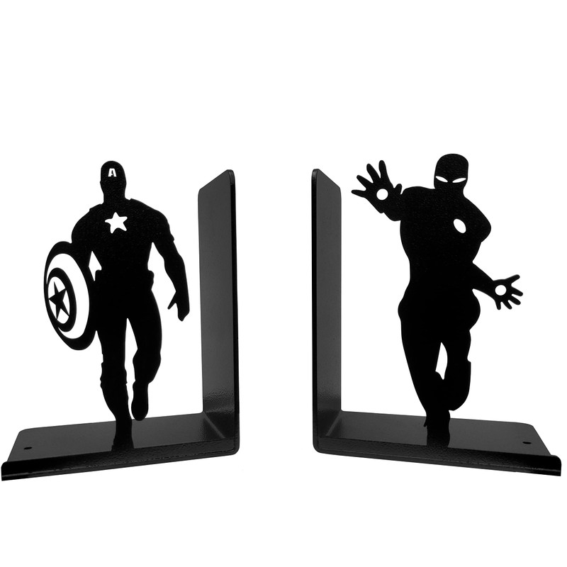 HeavenlyKraft Superhero Bookends | Decorative Bookends for Shelves | Non-Skid