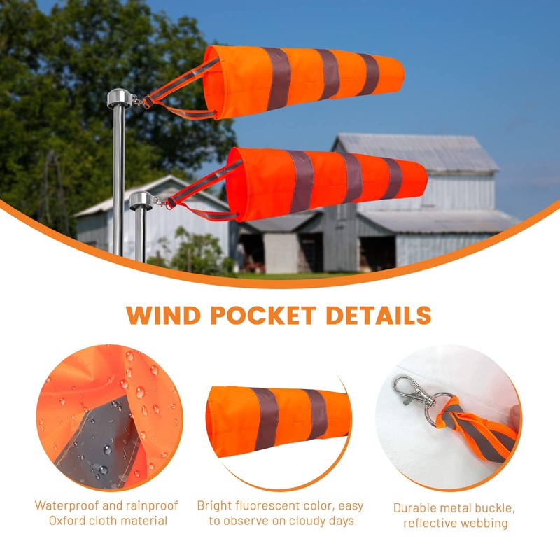 2Pcs Hanging Reflective Windsock Flags for Outside Rip Stop Airport