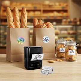 Ponek Bluetooth Label Maker Machine with Tapes, M102 Barcode Printer 2 Inch Sticker Label Printer with 1000+ Icons 300+Templates for Small Business, Office, Home, School, Black