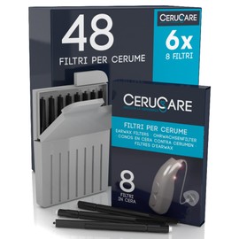 CeruCare Wax Filters for Hearing Aids Quick and Effective Cleaning Protects the Hearing Aid from Moisture and Dust with Resealable Hard Case Diameter 1.3 mm Pack of 48