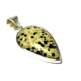 Dalmation Jasper Sterling Silver Teardrop Necklace in Gift Box