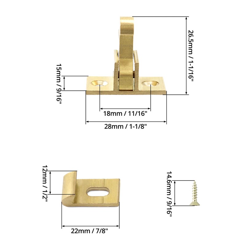 QWORK Brass Heavy Duty Elbow Latch Cabinet Door/Window Catch, 4
