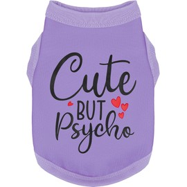 Stylish Dog Clothes: Expressive Cotton Puppy Shirt Vest for Small and Medium Dogs, Featuring 'Cute but Psycho' Slogan Print - Perfect for Showing Off Your Pet's Unique Style! Purple 3XL