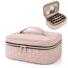 Yarwo Essential Oil Carrying Case - Holds 24 Essential Bottles(5-30ml), Portable Organizer for Essential Oil and Accessories, Dusty Rose