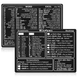 Yuanchu 2Pcs Laptop Shortcuts Stickers, Word/Excel Quick Reference Guide Keyboard Shortcut Stickers PVC Notebook Keyboard Shortcuts Stickers for PC Laptop Desktop(Black)
