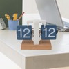 Flip Desk Clock Auto Mechanical Flip 12H AM PM Wood