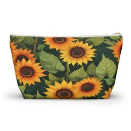 Sunflower Accessory Pouch - Bright Floral Print Organizer, Gift for Nature Lovers - Ideal for Birthday, Mother's Day, Floral Events - Gifts for Women, Cheerful Botanical Zipper Bag