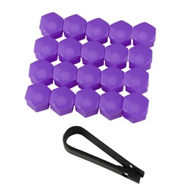 POPSTORE Set of 20 Car Wheel Nut Caps, 19mm Universal Lug Nut Covers Bolt Caps, Auto Wheel Hub Screw Protector with Remover Tool for Most Cars, Purple