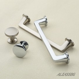 Alzassbg 6 Pack Polished Chrome Cabinet Knobs, 1.1 Inch(30mm) Diameter Round Cabinet Knob Hardware for Kitchen Dresser Drawer AL6044CP