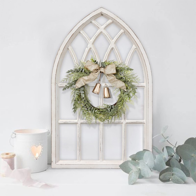Sintosin Rustic Arched Window Frame 20 x 32 Inch, Hanging