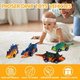 Dinosaur Toys for 3 Year Old Boys, 6 Pack Mini Pull Back Cars with T-Rex for Boys Dinosaurs Toys for Boys Kids Birthday Christmas Ideal Gifts for Toddlers 3-8 Year Old Boys Girls