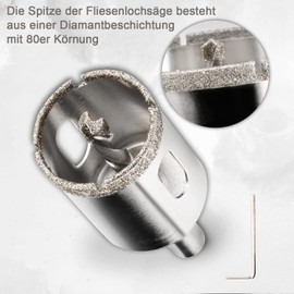 Glass Drill Hole Saw 25 mm, Drill Hollow Drill Bit with Hex Shank for Glass Tile Ceramic Marble Granite