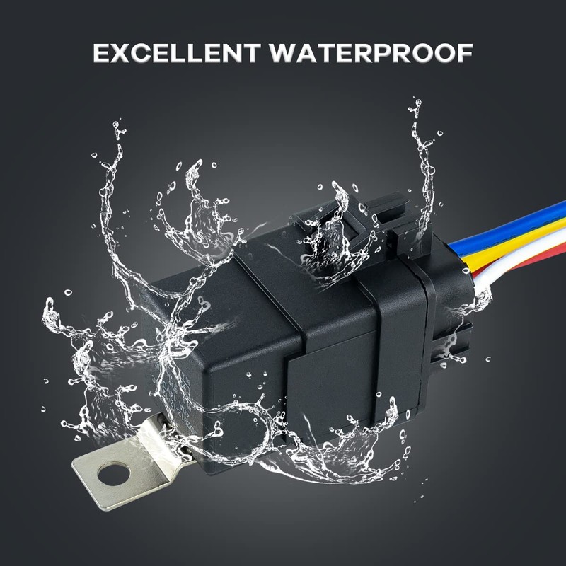 Hosyond 5 Pack 12V DC 40/30 AMP Waterproof Relay Harness