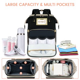 HOTBEST Diaper Bag Backpack, Black, 12.2x10.2x18.1 Inch (Pack of 1)