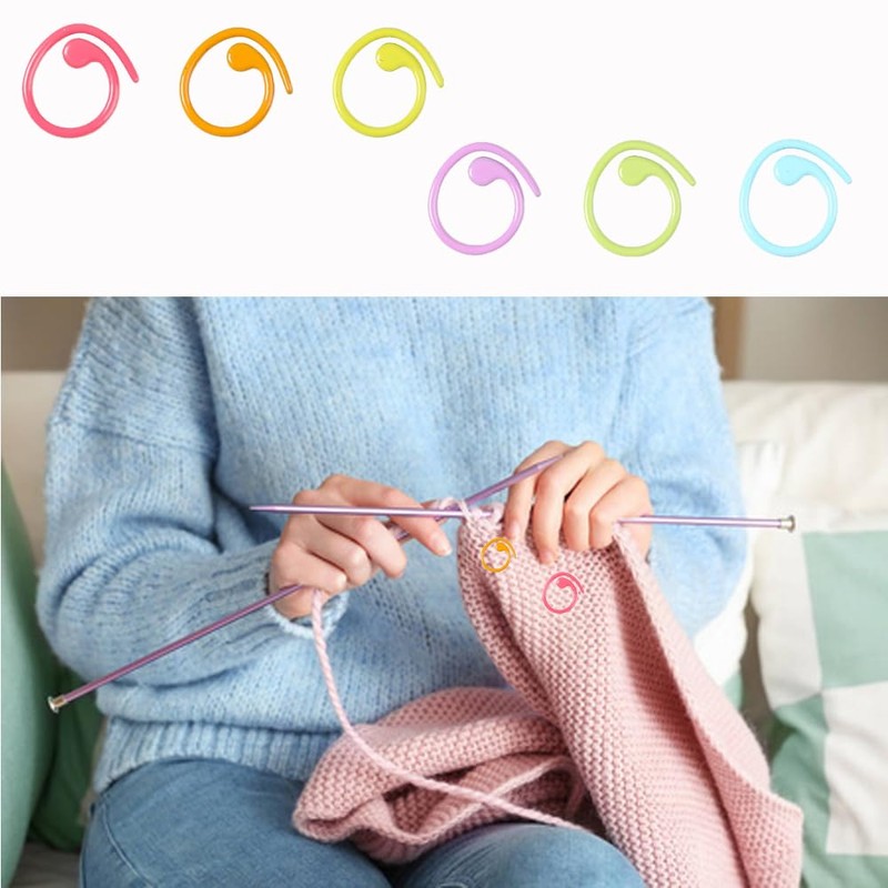 Samcos Knitting Markers, Stitch Markers, 30 Count Markers, Metal Needle