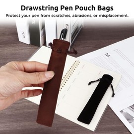 Geieold 100 Pcs Velvet Pen Pouch Bags Drawstring Pen Sleeve Holders Multipurpose Pen Pouches 1.4X6.9In