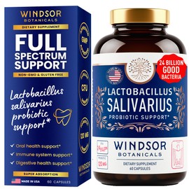 Lactobacillus Salivarius Probiotic Capsules - L Salivarius Probiotic Oral Dental Probiotics for Bad Breath, Teeth and Gums Health - Immune Support, Digestive Probiotic - 24bn CFU, 60 Caps