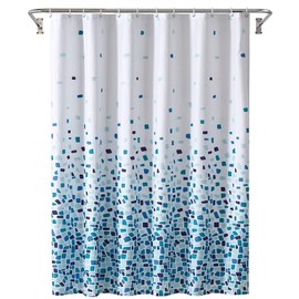 Funny Colorful Blue Ombre Bathroom Fabric Shower Curtain with Hooks,Unique 3D Printing,Decorative Bathroom Accessories,Water Proof,Reinforced Metal Grommets 72x72 Inches