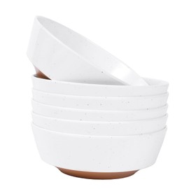 Webbylee 6-inch Melamine Bowls set of 6-20-ounce Dinnerware Cereal Bowls for Soup, Salad & Dessert | Dishwasher Safe & Space Saving (White/Brown)