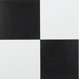 Black & White Checkered Vinyl Floor Tiles Adhesive Stick and Peel 12'' x 12'' 4-Pack (80 Pieces)