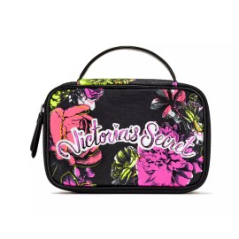 Victoria's Secret NWT VICTORIA'S SECRET BOMBSHELL BLACK WILD FLOWER SMALL TRAIN CASE COSMETIC BAG
