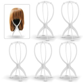 Superhairpieces Toupee and Wig Stand, Durable Wig Holder Stands for Displaying Wigs Toupee Exhibitions… (5PC, White)
