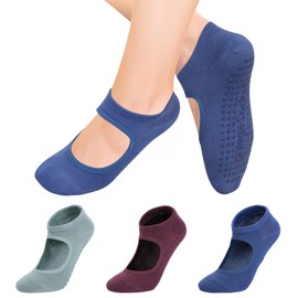 BCRMPT Non Slip Pilates Socks with Grips for Women, Grippy Yoga Socks,Anti Skid Athletic Socks for Ballet,Dance,Sports,Home