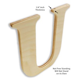 4” Tall Wooden Letter U – 1/4” Thick Baltic Birch – Paintable DIY Decor, Signs & Crafts - Pack of 1