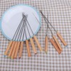 12-Piece Stainless Steel Barbecue Fork Skewer Set with Wooden Handle,