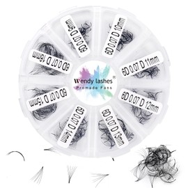 Eyelashes, Ready-to-Use Fans, Eyelash Fan, 10D, Pack of 500, 9-16 mm, C Curl, 0.07 mm, Ready Volume Eyelashes, Fans, Premade Volume Fans Eyelash Extension (500-10D-0.07-C-9-16)