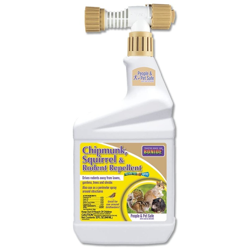 Bonide Chipmunk, Squirrel & Rodent Repellent, 32 oz Ready-to-Spray for