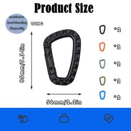 10 PCS Tactical Carabiner Clip Multicolour Plastic Carabiner Hooks High Strength D Shape Keychain Clips Mountaineering Buckle for Backpack Outdoor Climbing Hiking Traveling