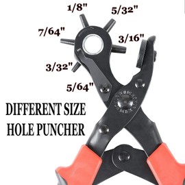Perforadora de cuero,Alicates giratorios para cinturones,Herramienta de punzonado de cinturón,Multi Sized Puncher Pliers,Máquina de punzonado de zapatos de tejido de cuero, bricolaje familiar