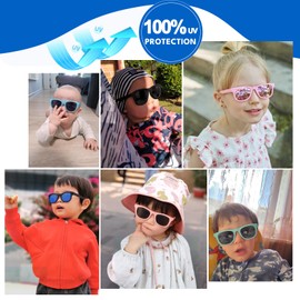 HXS 2-Pack Polarized Toddler Sunglasses with Strap for 2-4 Year Olds,Black & Blue