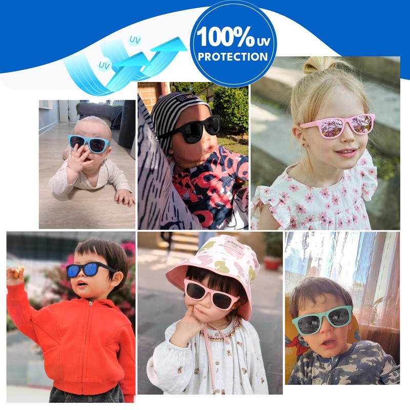 HXS 2-Pack Polarized Toddler Sunglasses with Strap for 2-4 Year